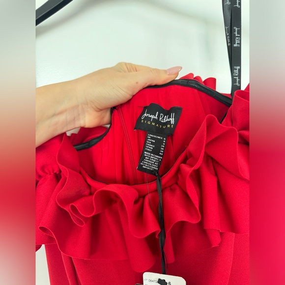 Joseph Ribkoff Signature Off Shoulder Ruffle Gown - Picture 3 of 5